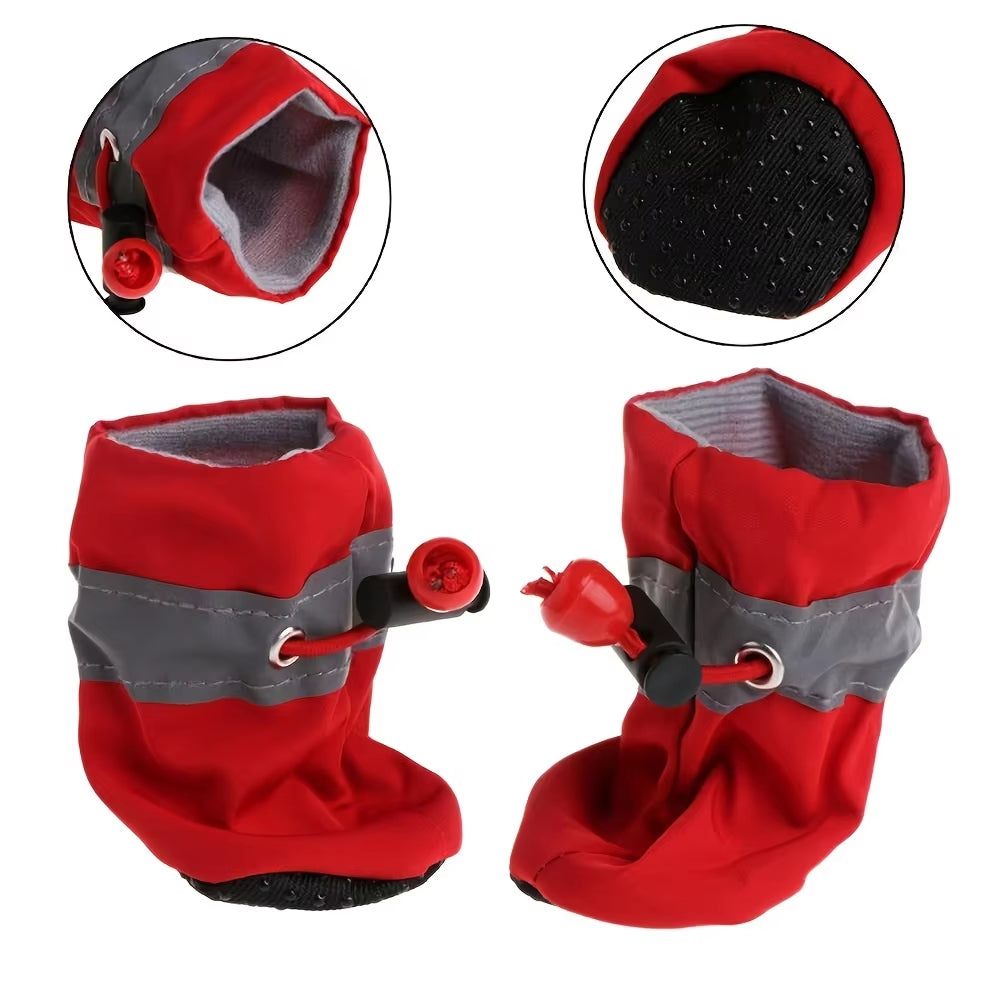 4-Pack Water-Resistant Dog Booties for Small Breeds - Paw Protection and Dryness for Outdoor Adventures