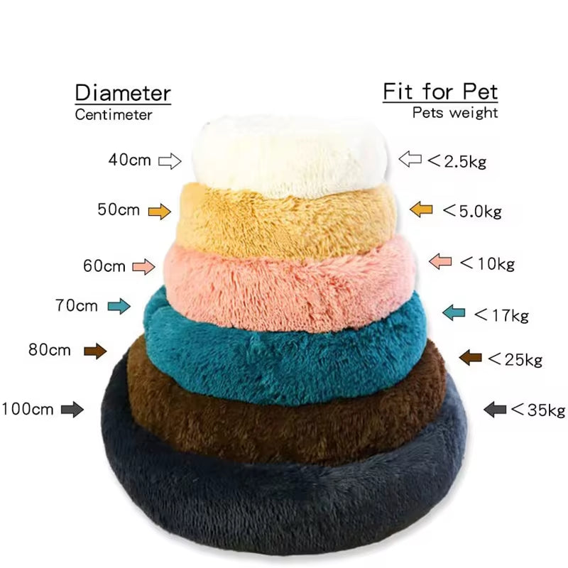 40-110Cm round Pet Bed for Large Dog Bed Super Soft Cat Bed Long Plush Dog House for Medium Dog House Winter Warm Sleeping
