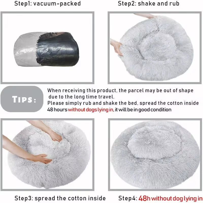 40-110Cm round Pet Bed for Large Dog Bed Super Soft Cat Bed Long Plush Dog House for Medium Dog House Winter Warm Sleeping